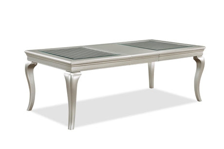 Caldwell Gray Woods And Veneers Metal Glass Rectangular Dining Room Set - Ella Furniture
