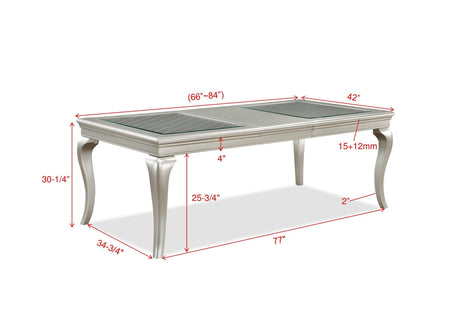 Caldwell Gray Woods And Veneers Metal Glass Rectangular Dining Room Set - Ella Furniture