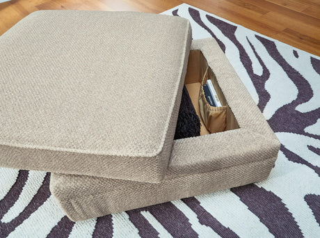 Calnita Sisal 2-Piece Sectional With Ottoman - Ella Furniture
