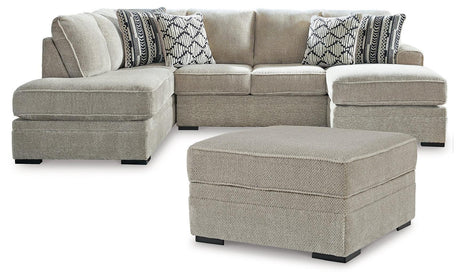 Calnita Sisal 2-Piece Sectional With Ottoman - Ella Furniture