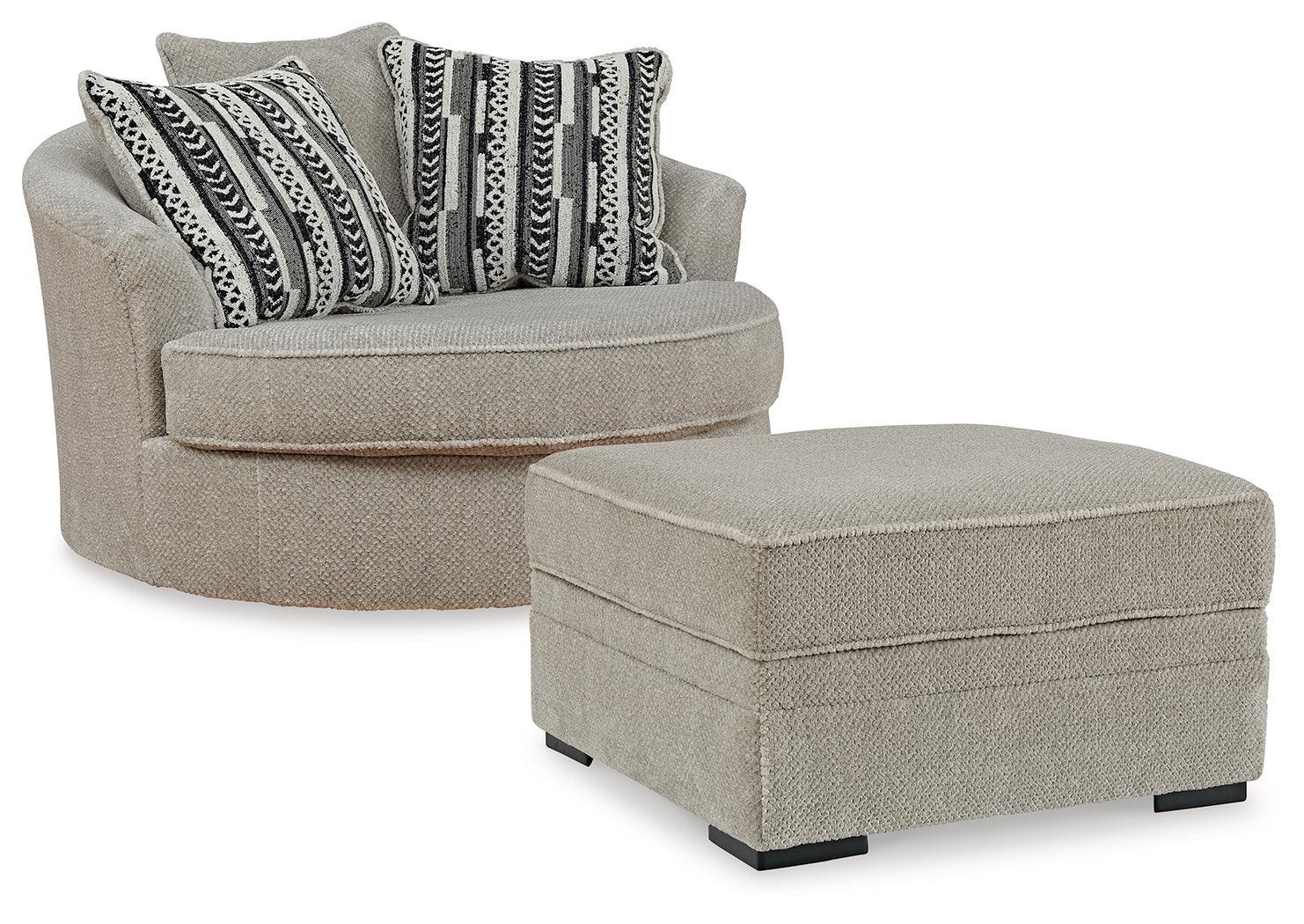 Calnita Sisal Chair And Ottoman - Ella Furniture