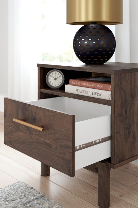 Calverson Mocha Nightstand detail view