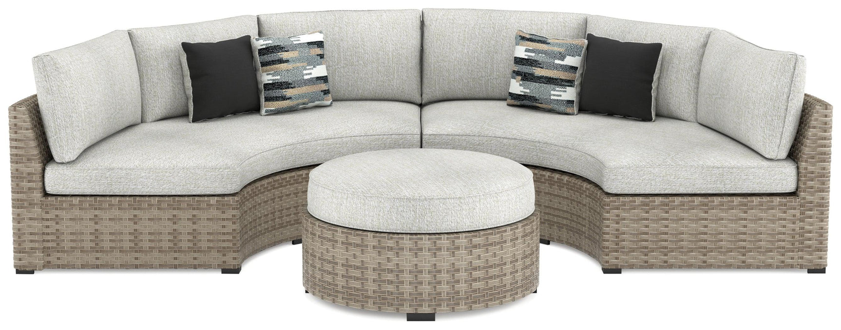 Calworth Beige 2-Piece Sectional With Ottoman - Ella Furniture