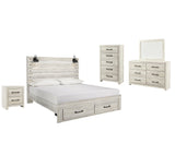 Cambeck Whitewash Panel 2 Storage Bedroom Set - Ella Furniture