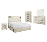 Cambeck Whitewash Panel 4 Storage Bedroom Set - Ella Furniture