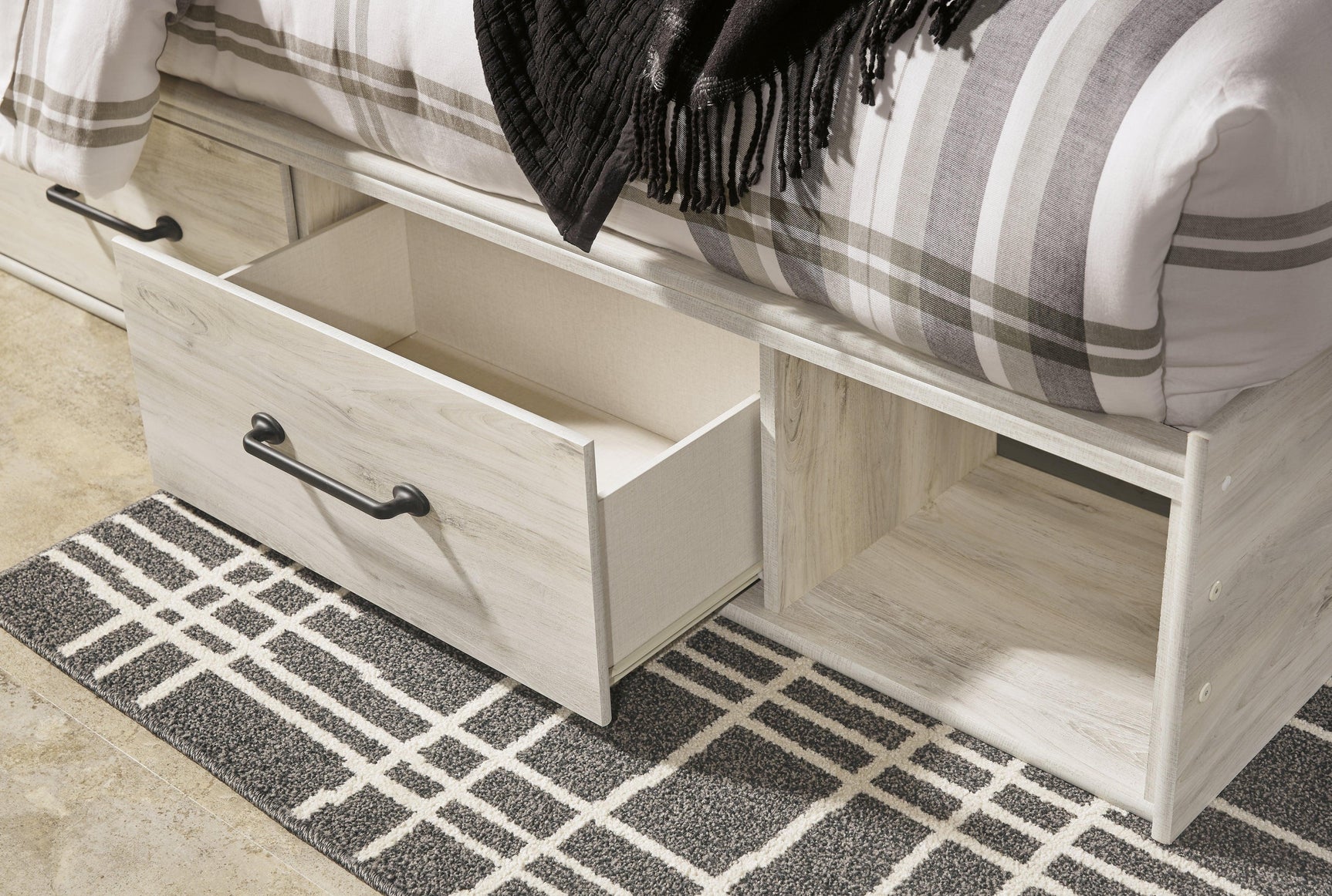 Cambeck Whitewash Panel 4 Storage Bedroom Set - Ella Furniture