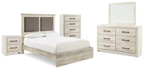 Cambeck Whitewash Upholstered Panel Bedroom Set - Ella Furniture