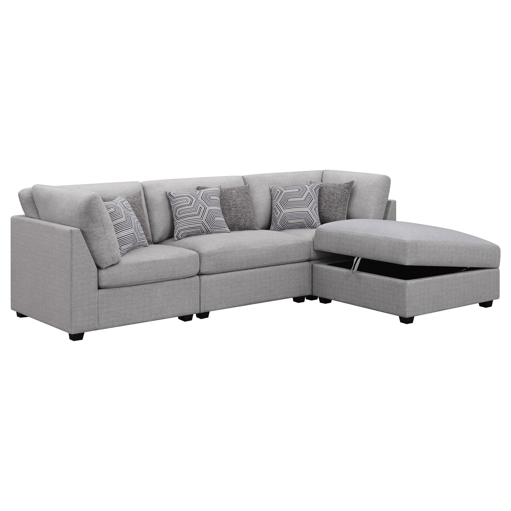 Cambria 4-piece Upholstered Modular Sectional Sofa Grey 551511-S4A - Ella Furniture
