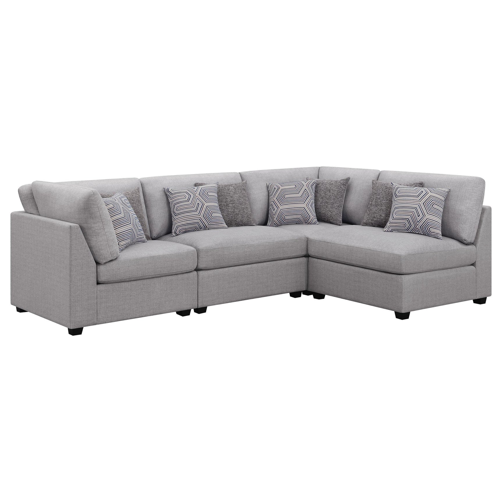Cambria 4-piece Upholstered Modular Sectional Sofa Grey 551511-S4B - Ella Furniture