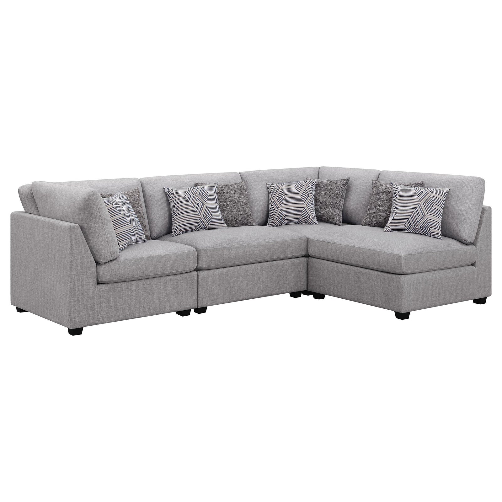 Cambria 4-piece Upholstered Modular Sectional Sofa Grey 551511-S4B - Ella Furniture