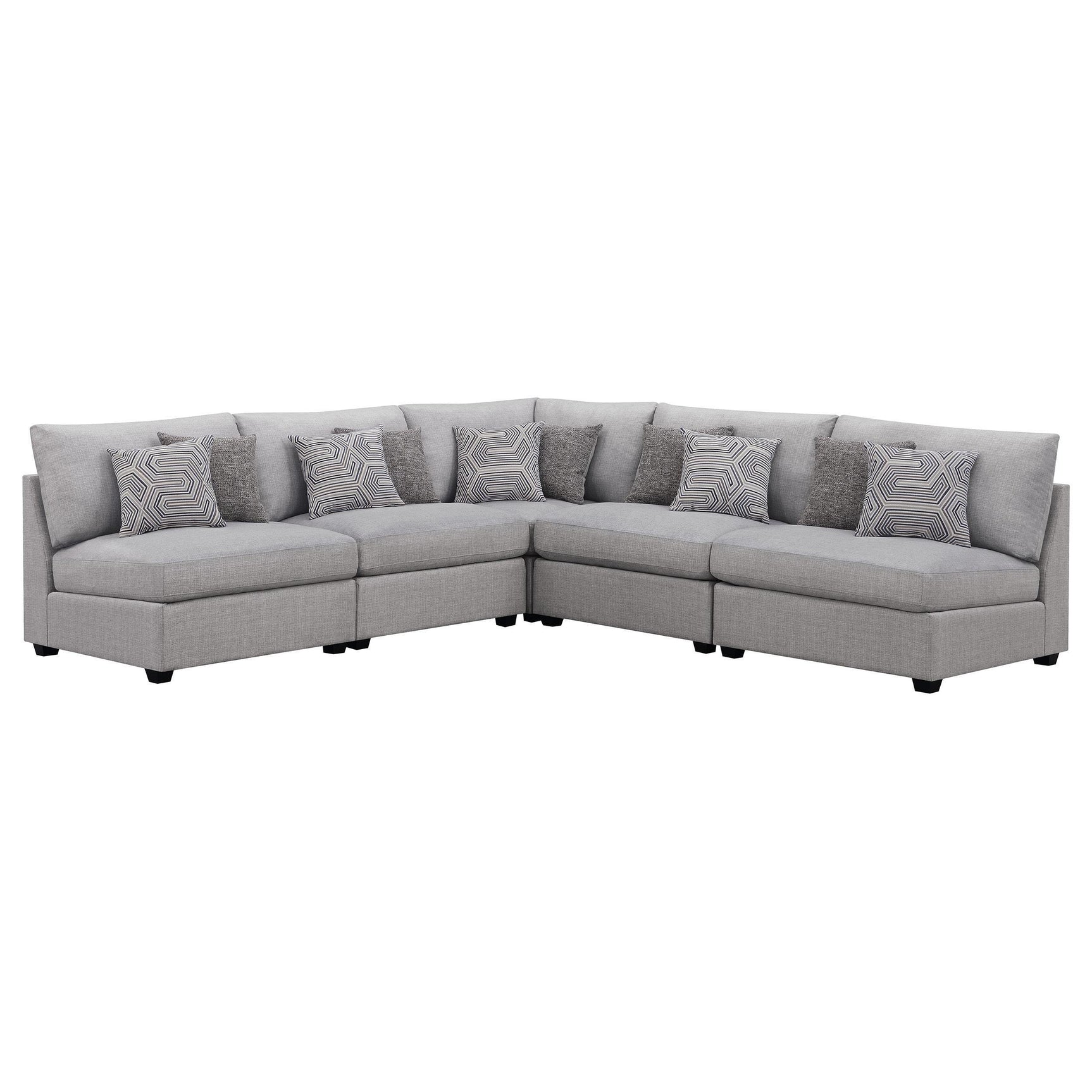 Cambria 5-piece Upholstered Modular Sectional Sofa Grey 551511-S5A - Ella Furniture