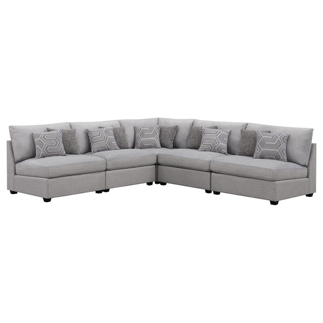 Cambria 5-piece Upholstered Modular Sectional Sofa Grey 551511-S5A - Ella Furniture