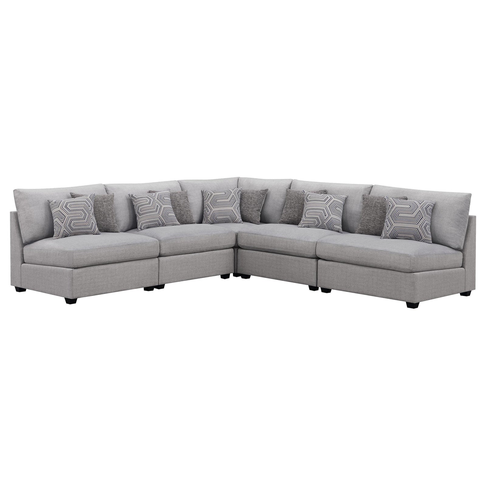 Cambria 5-piece Upholstered Modular Sectional Sofa Grey 551511-S5A - Ella Furniture