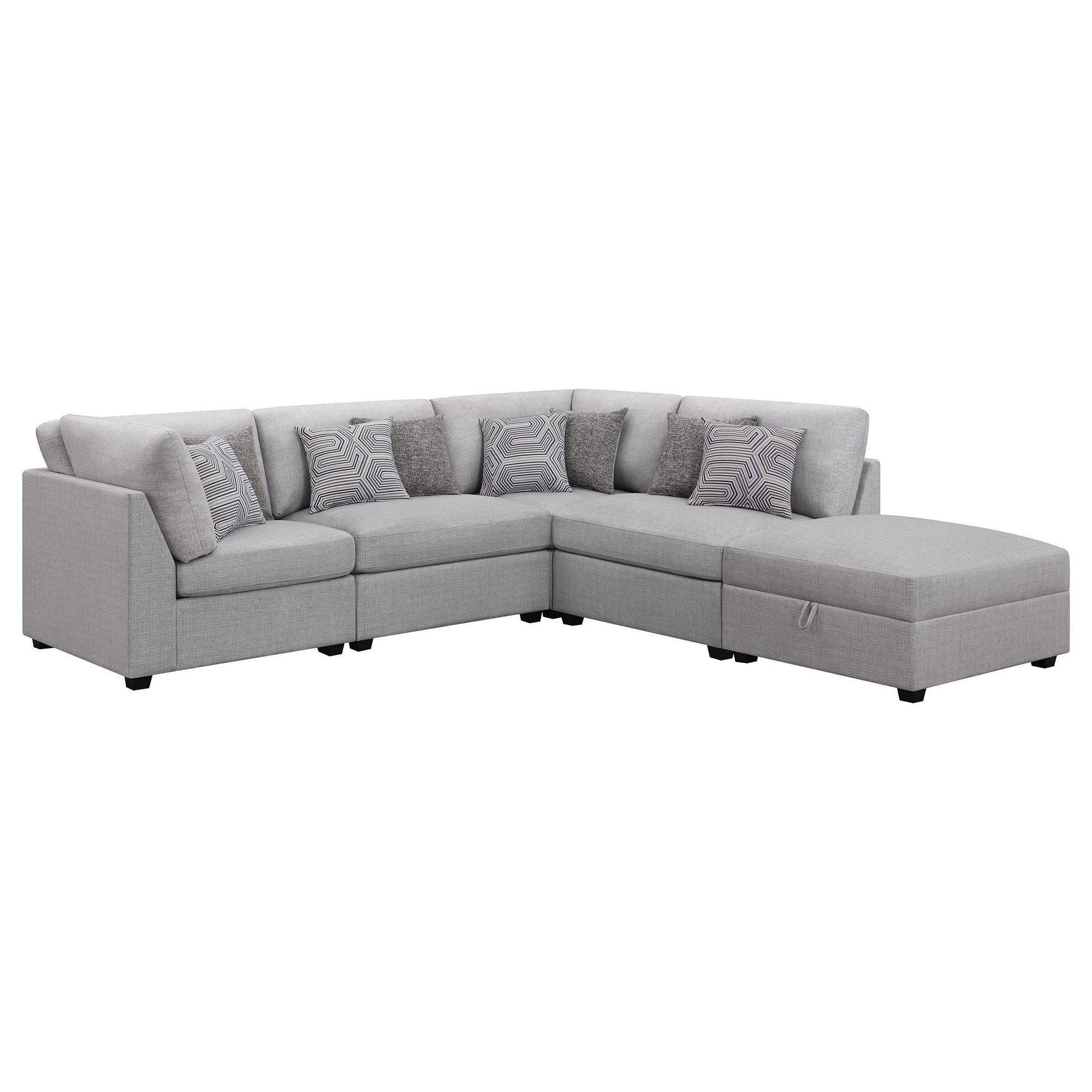 Cambria 5-piece Upholstered Modular Sectional Sofa Grey 551511-S5B - Ella Furniture