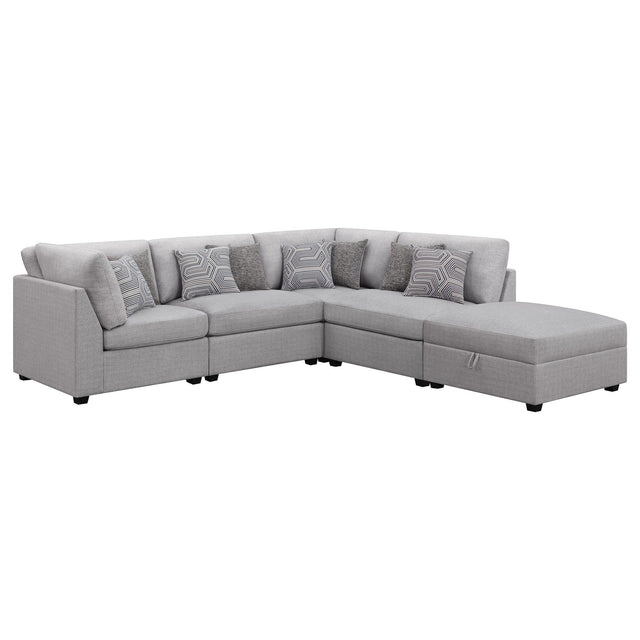 Cambria 5-piece Upholstered Modular Sectional Sofa Grey 551511-S5B - Ella Furniture