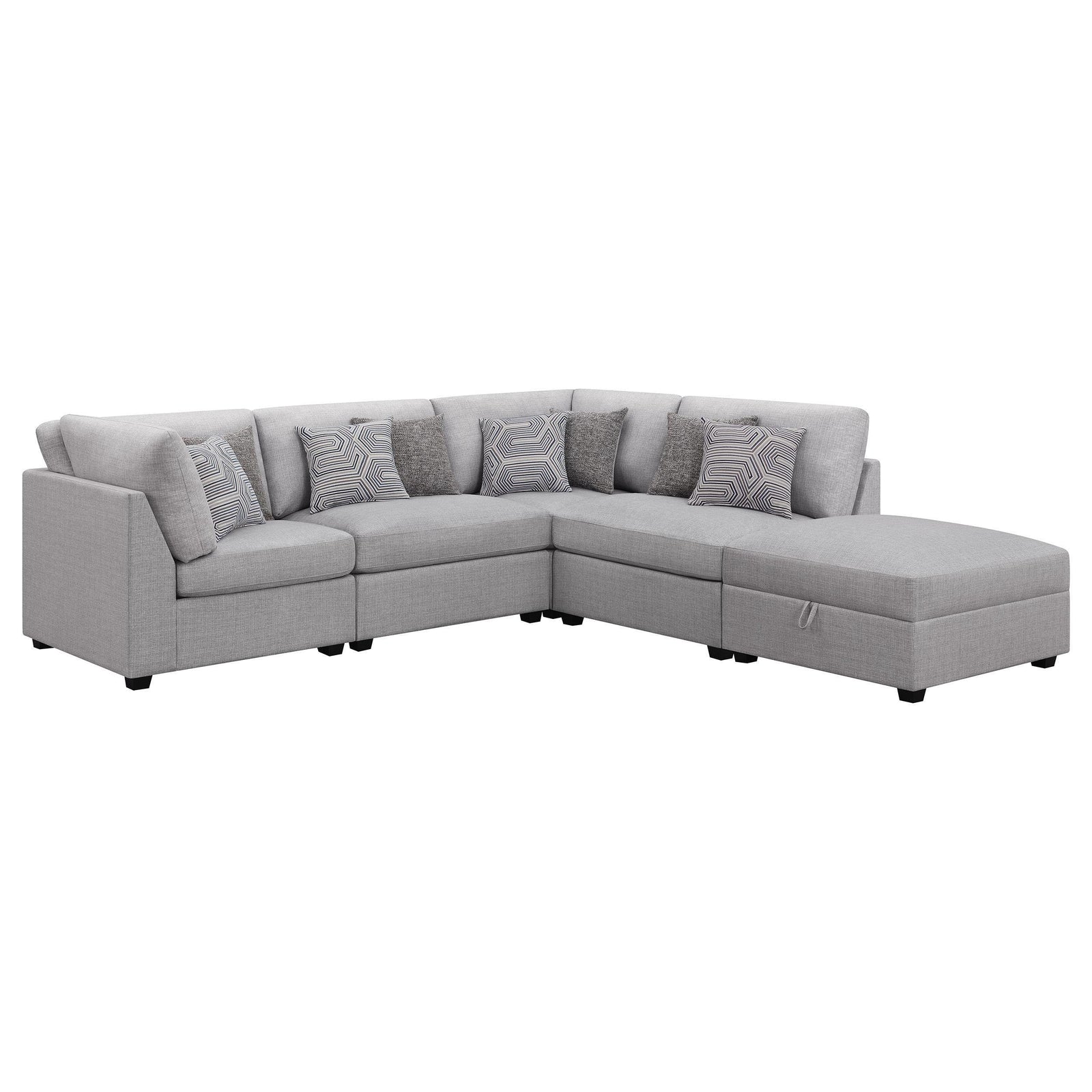 Cambria 5-piece Upholstered Modular Sectional Sofa Grey 551511-S5B - Ella Furniture