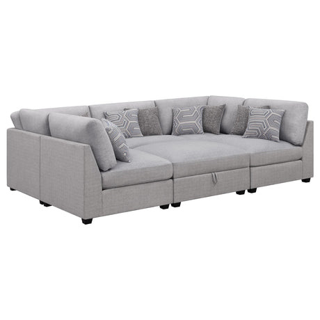 Cambria 6-piece Upholstered Modular Sectional Sofa Grey 551511-SET - Ella Furniture