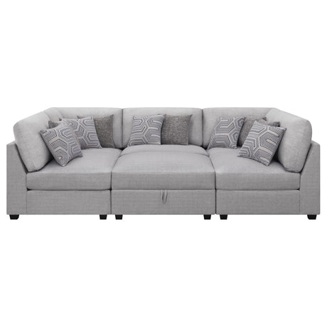 Cambria 6-piece Upholstered Modular Sectional Sofa Grey 551511-SET - Ella Furniture