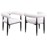 Camden Boucle Upholstered Dining Arm Chair Cream (Set of 2) 105782 - Ella Furniture