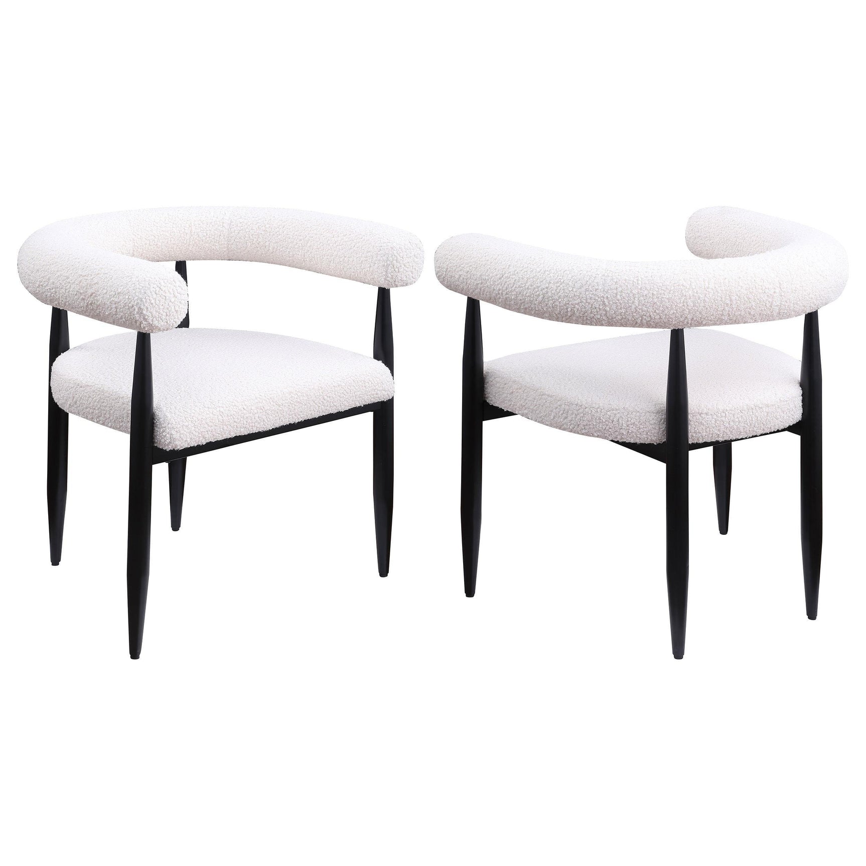 Camden Boucle Upholstered Dining Arm Chair Cream (Set of 2) 105782 - Ella Furniture