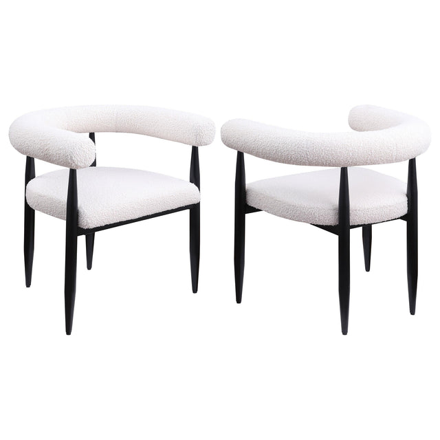 Camden Boucle Upholstered Dining Arm Chair Cream (Set of 2) 105782 - Ella Furniture