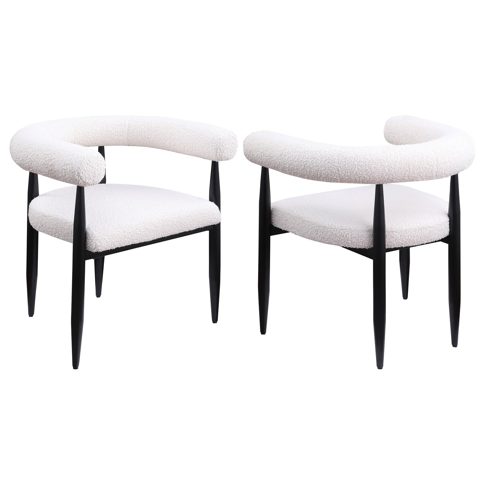 Camden Boucle Upholstered Dining Arm Chair Cream (Set of 2) 105782 - Ella Furniture