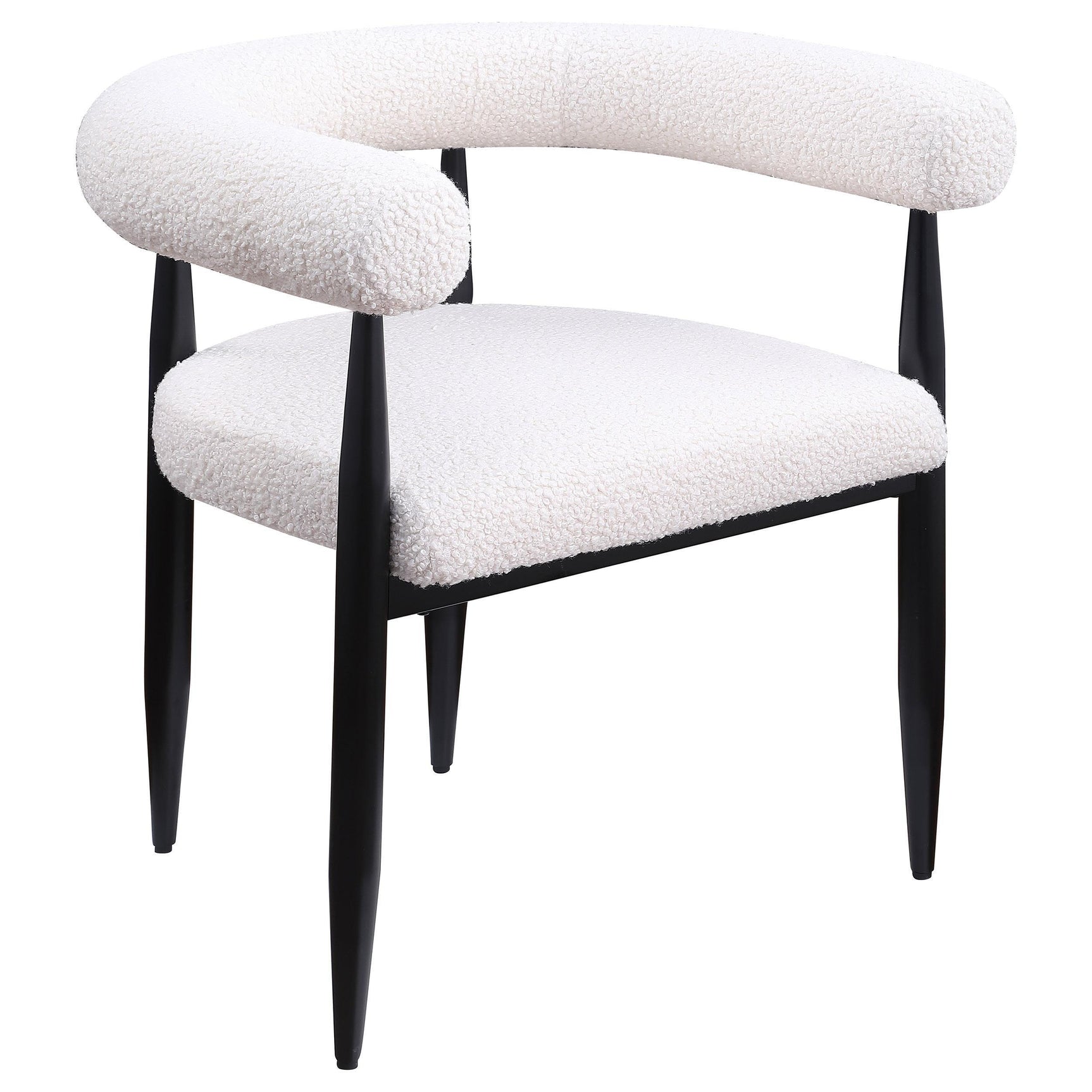 Camden Boucle Upholstered Dining Arm Chair Cream (Set of 2) 105782 - Ella Furniture