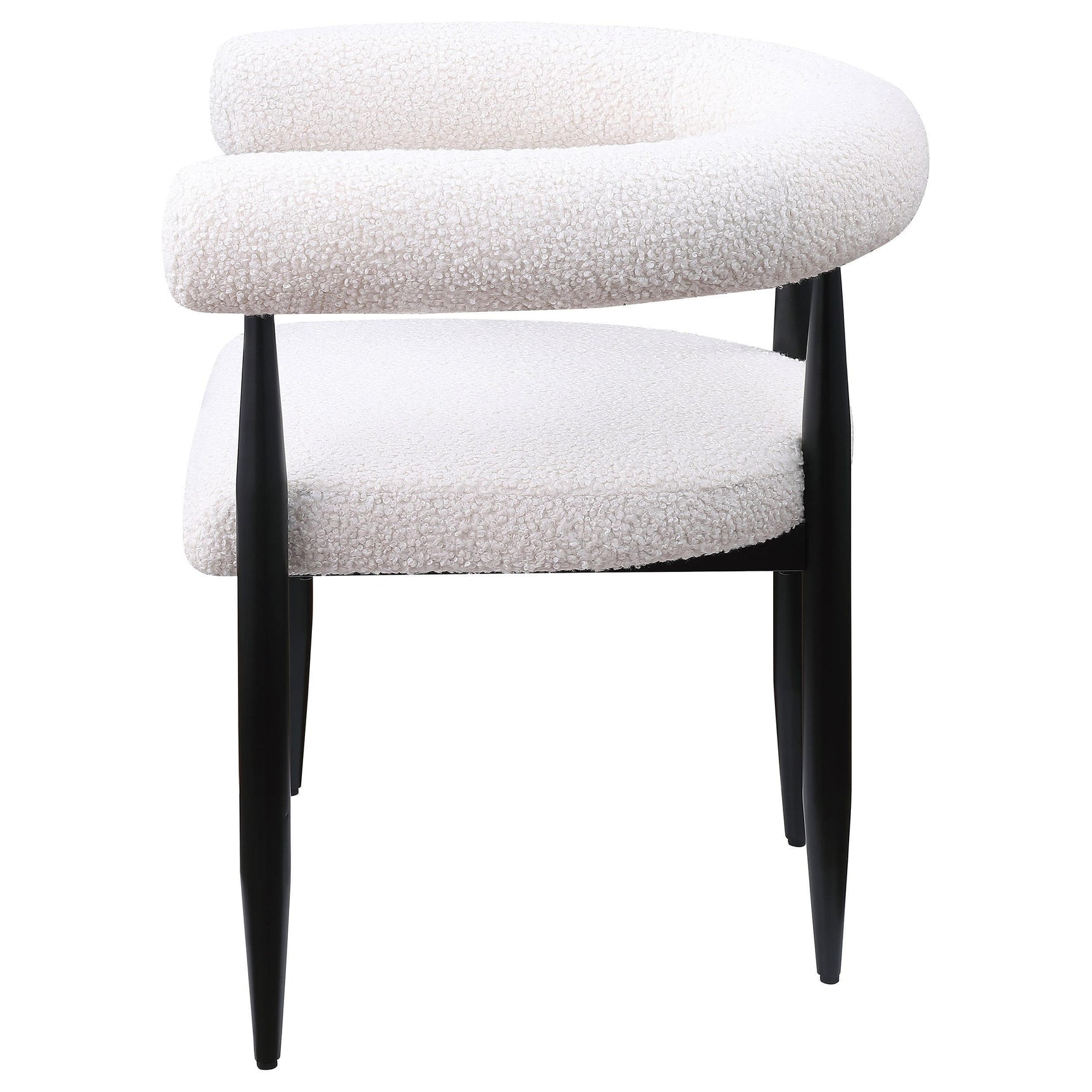 Camden Boucle Upholstered Dining Arm Chair Cream (Set of 2) 105782 - Ella Furniture