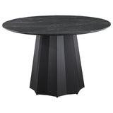 Camden Round 48-inch Faux Marble Top Dining Table Black 105780 - Ella Furniture