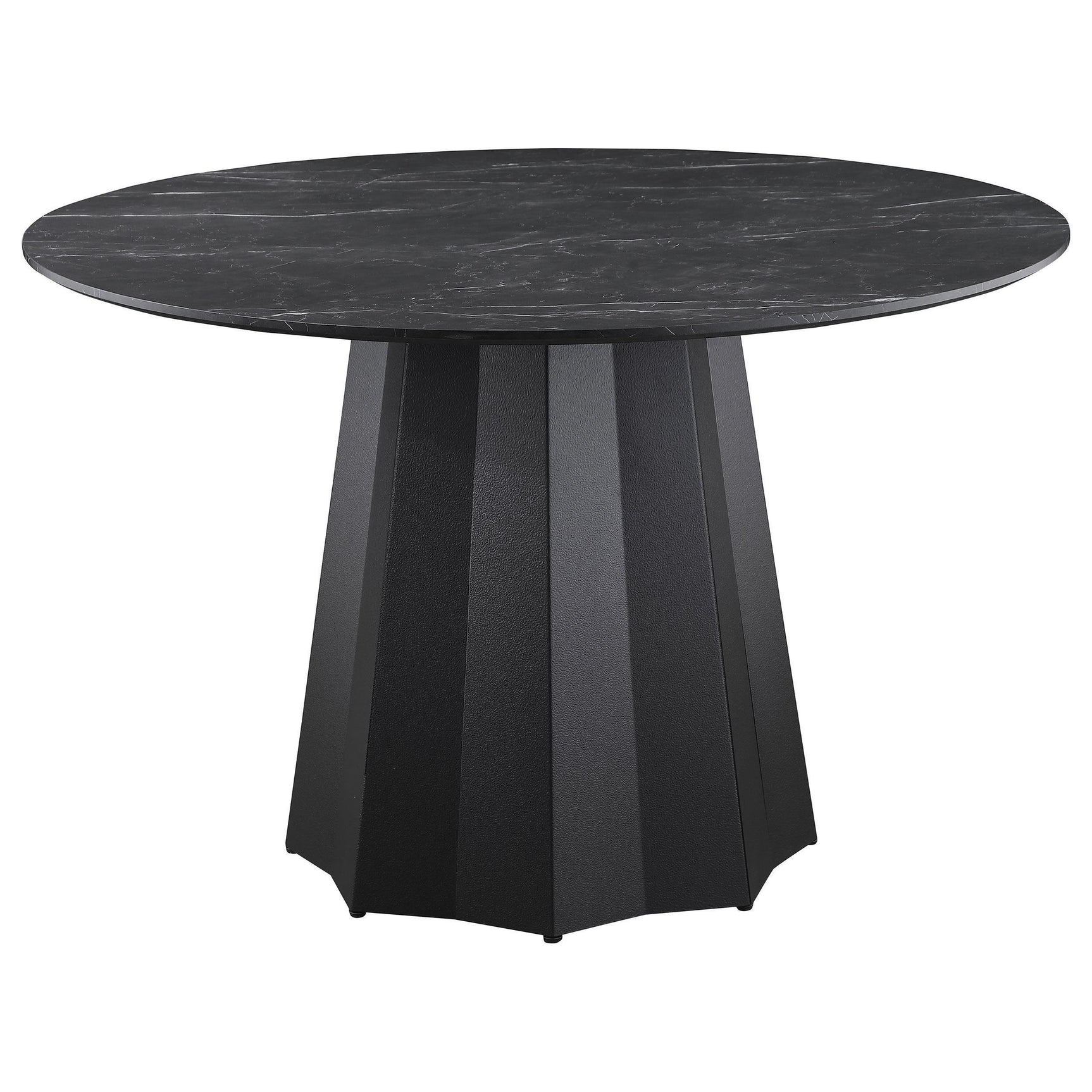 Camden Round 48-inch Faux Marble Top Dining Table Black 105780 - Ella Furniture