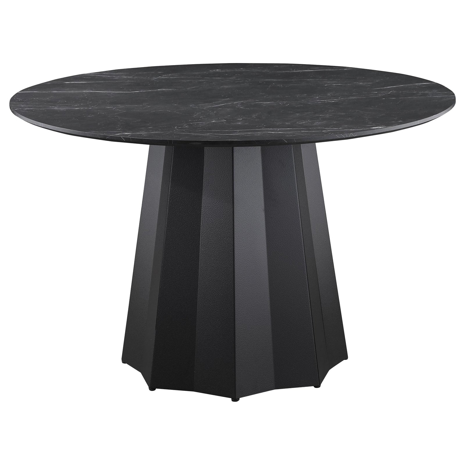 Camden Round 48-inch Faux Marble Top Dining Table Black 105780 - Ella Furniture