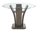 Camelia Gray Fabric Round Glass-top Counter Height Dining Room Set - Ella Furniture
