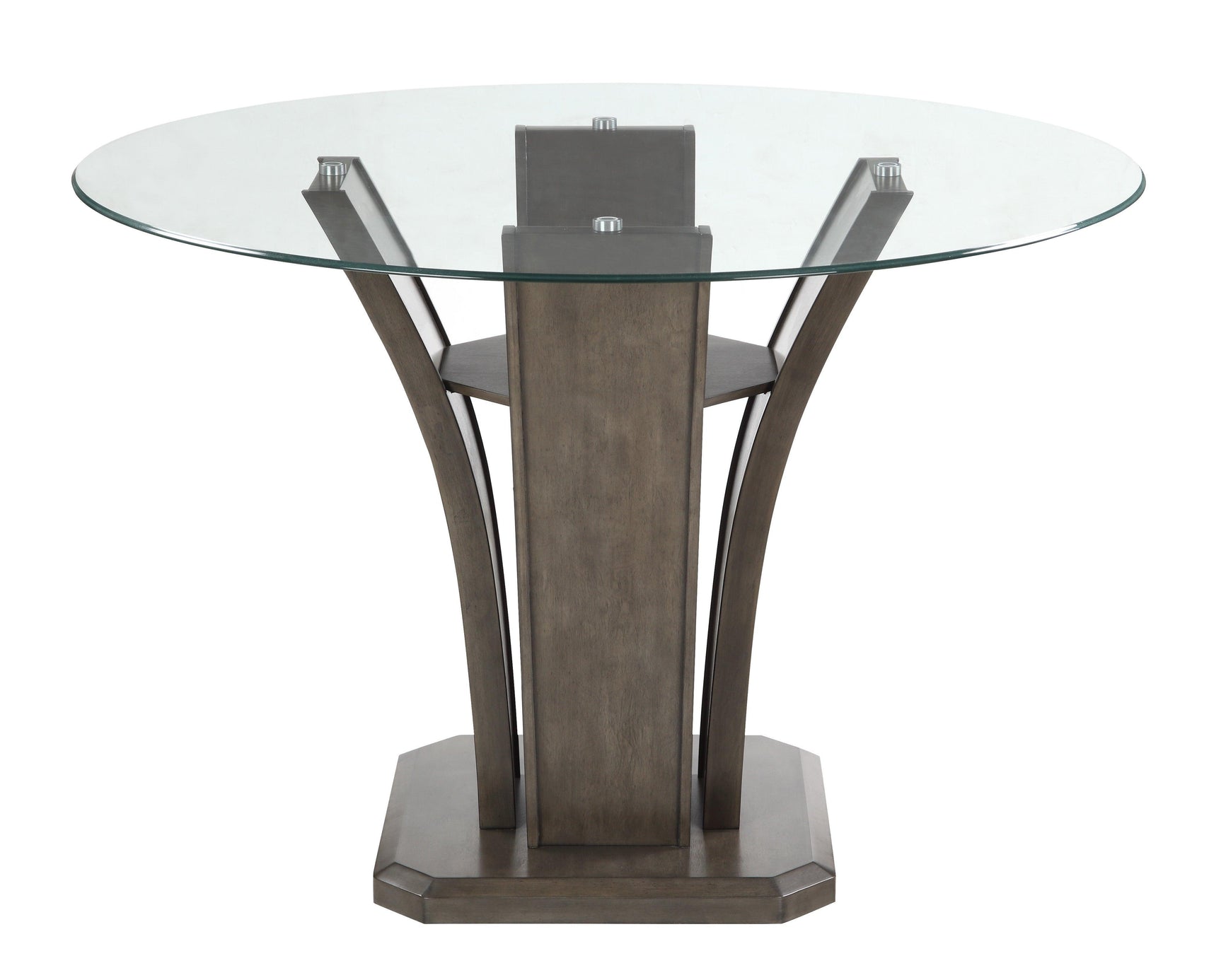 Camelia Gray Fabric Round Glass-top Counter Height Dining Room Set - Ella Furniture