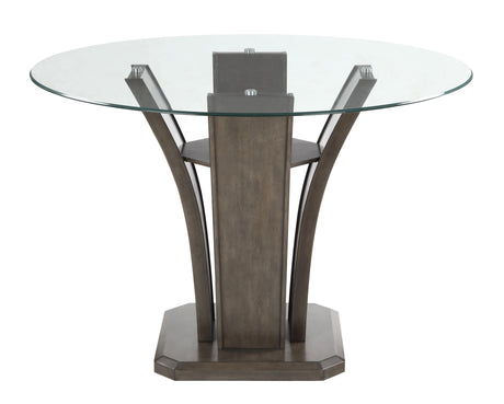 Camelia Gray Fabric Round Glass-top Counter Height Dining Room Set - Ella Furniture