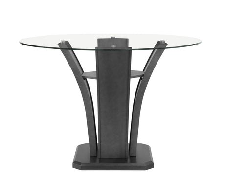 Camelia Gray Modern And Sleek Metal Glass Round Counter Height Dining Room Set - Ella Furniture