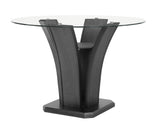 Camelia Gray Modern Solid Wood Glass Faux Leather Counter Height Dining Room Set - Ella Furniture