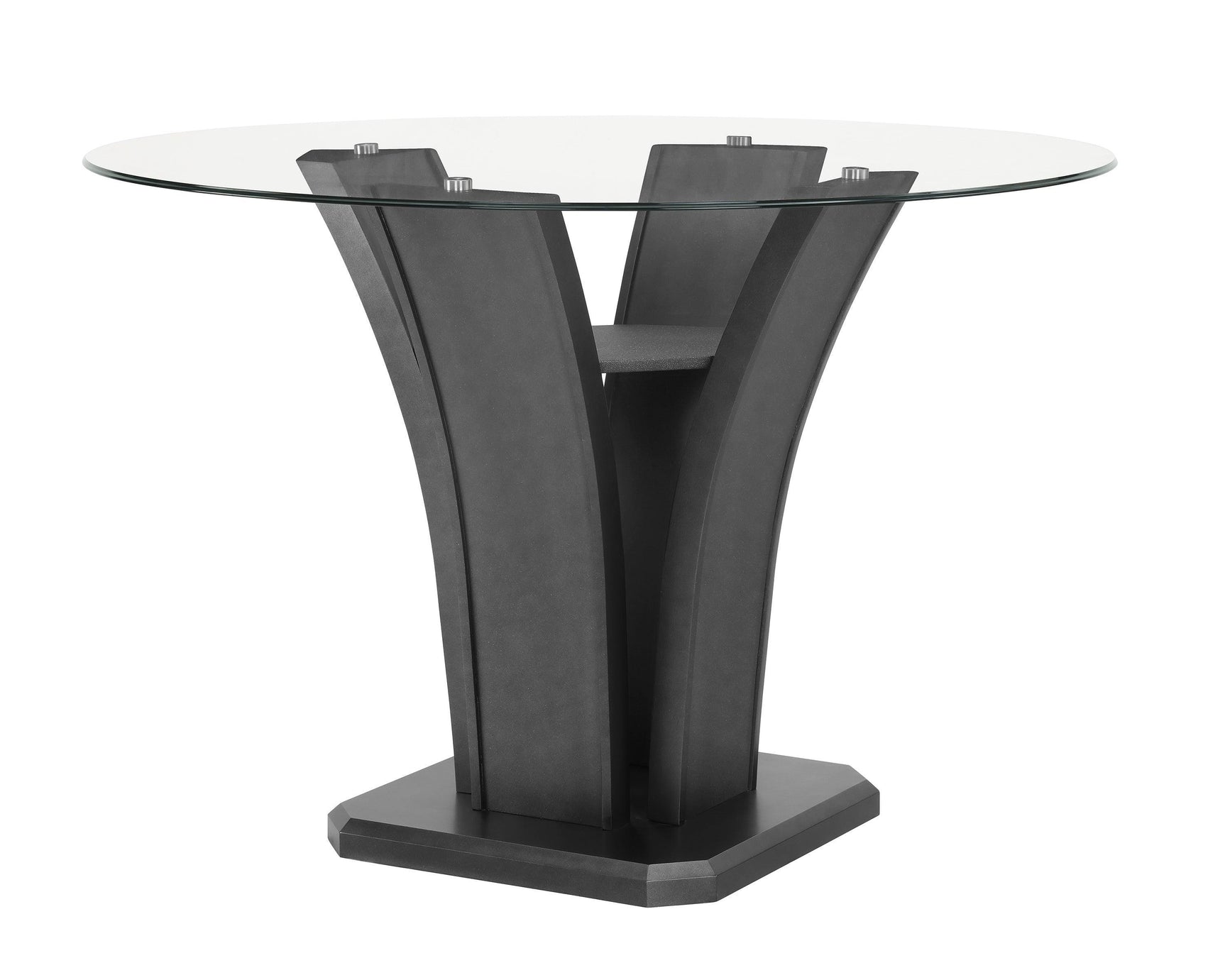 Camelia Gray Modern Solid Wood Glass Faux Leather Counter Height Dining Room Set - Ella Furniture
