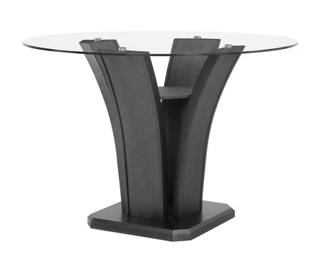 Camelia Gray Modern Solid Wood Glass Faux Leather Counter Height Dining Room Set - Ella Furniture