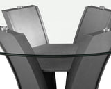 Camelia Gray Modern Solid Wood Glass Faux Leather Counter Height Dining Room Set - Ella Furniture