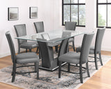 Camelia Gray Modern Solid Wood Glass Faux Leather Dining Room Set - Ella Furniture