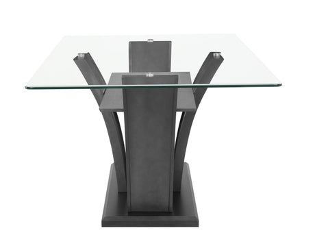 Camelia Gray Modern Solid Wood Glass Faux Leather Dining Room Set - Ella Furniture