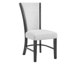 Camelia White/Gray Modern Solid Wood Glass Fabric Upholstered Dining Room Set - Ella Furniture
