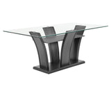 Camelia White/Gray Modern Solid Wood Glass Fabric Upholstered Dining Room Set - Ella Furniture
