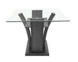 Camelia White/Gray Modern Solid Wood Glass Fabric Upholstered Dining Room Set - Ella Furniture
