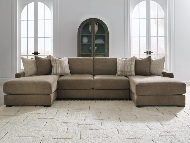 Camellia-Court Coffee 4-Piece Double Chaise Sectional from Ella Furniture