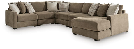 Camellia-Court Coffee 6-Piece Sectional with Chaise view 3