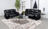 Camila 2-piece Upholstered Motion Reclining Sofa Set Black 610244-S2 - Ella Furniture