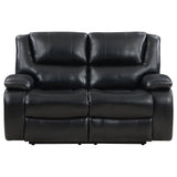Camila 2-piece Upholstered Motion Reclining Sofa Set Black 610244-S2 - Ella Furniture