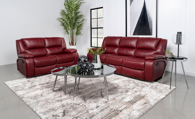 Camila 2-piece Upholstered Reclining Sofa Set Red 610241-S2 - Ella Furniture