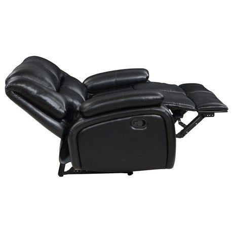 Camila 3-piece Upholstered Motion Reclining Sofa Set Black 610244-S3 - Ella Furniture